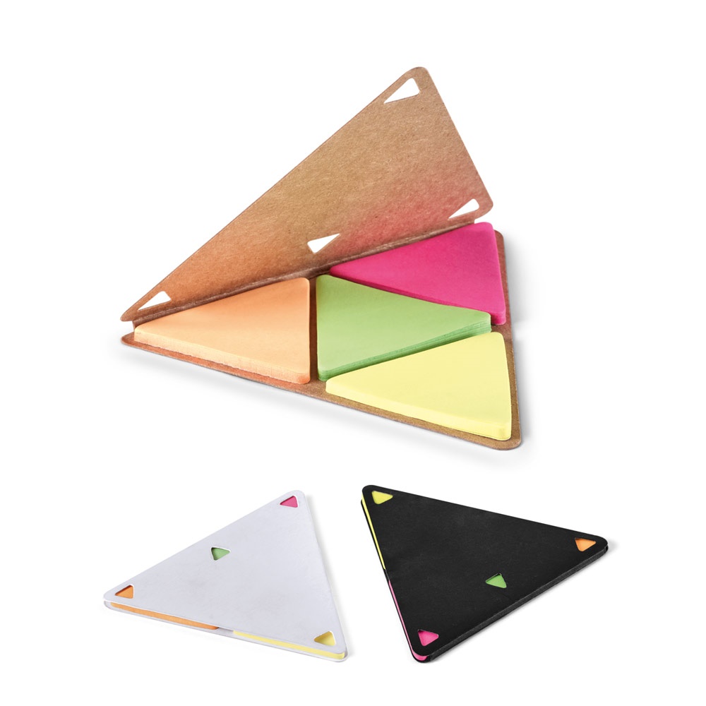 4 blocos adesivados triangulares com a logo da empresa