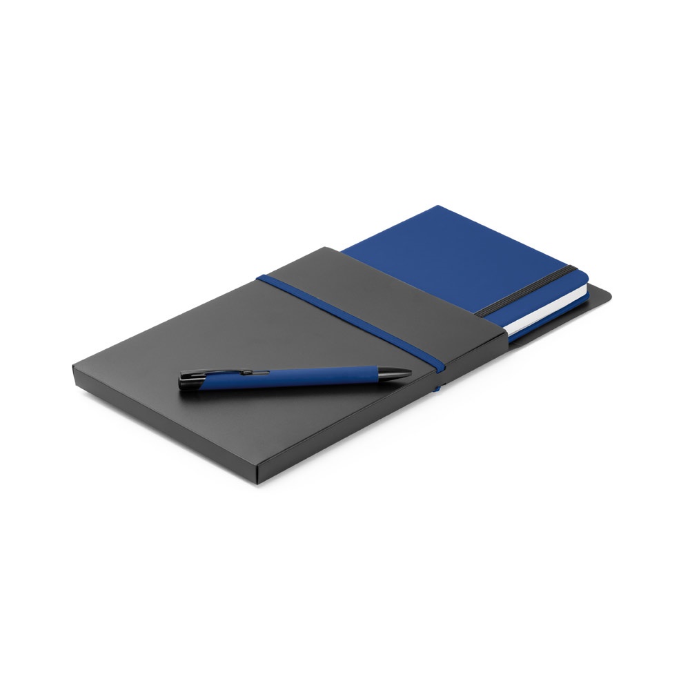 Conjunto de caderno A5 e caneta esferográfica com escrita em azul, foto 8