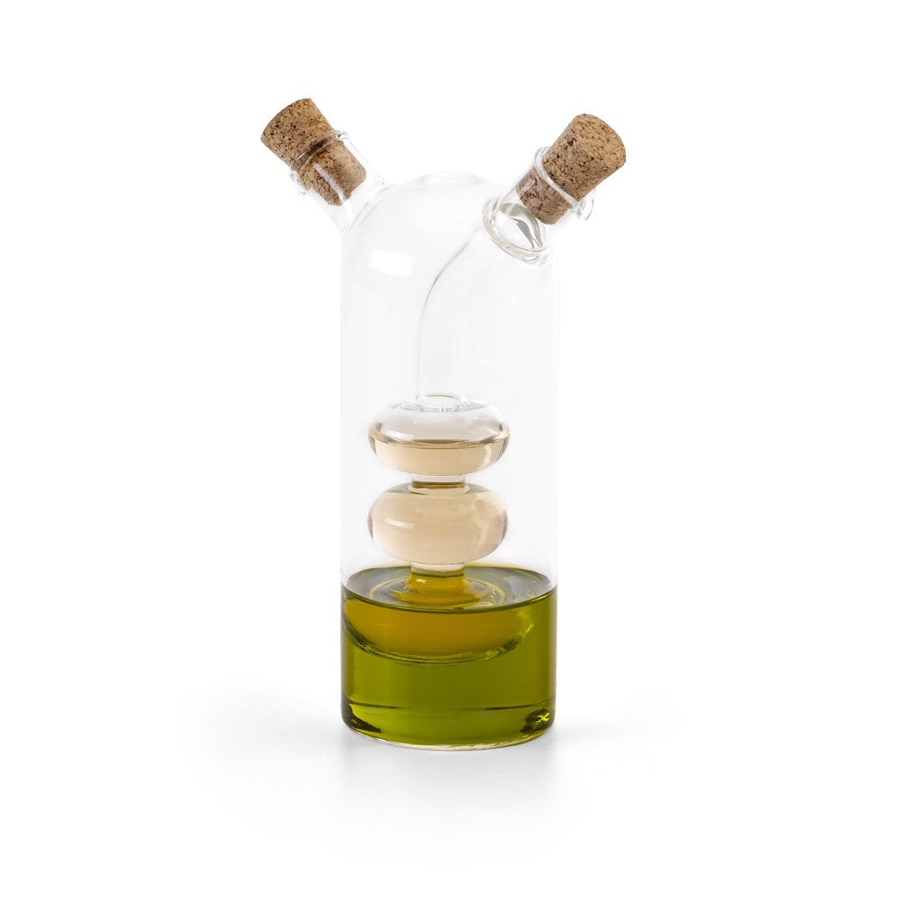 Galheteiro em vidro que contém dois reservatórios 50 ml e 250 ml, foto 2