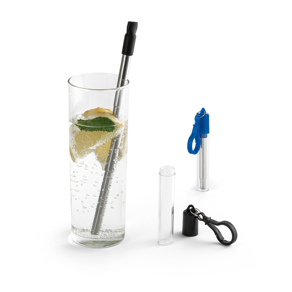 Conjunto de canudo em aço inox e escova de limpeza personalizado com a logo da empresa