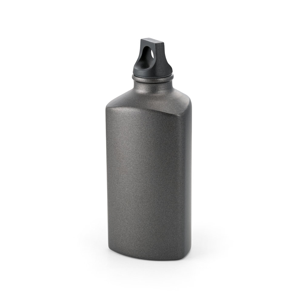 Squeeze em alumínio com formato triangular (570 ml) na cor Chumbo, personalizado com a logo da empresa