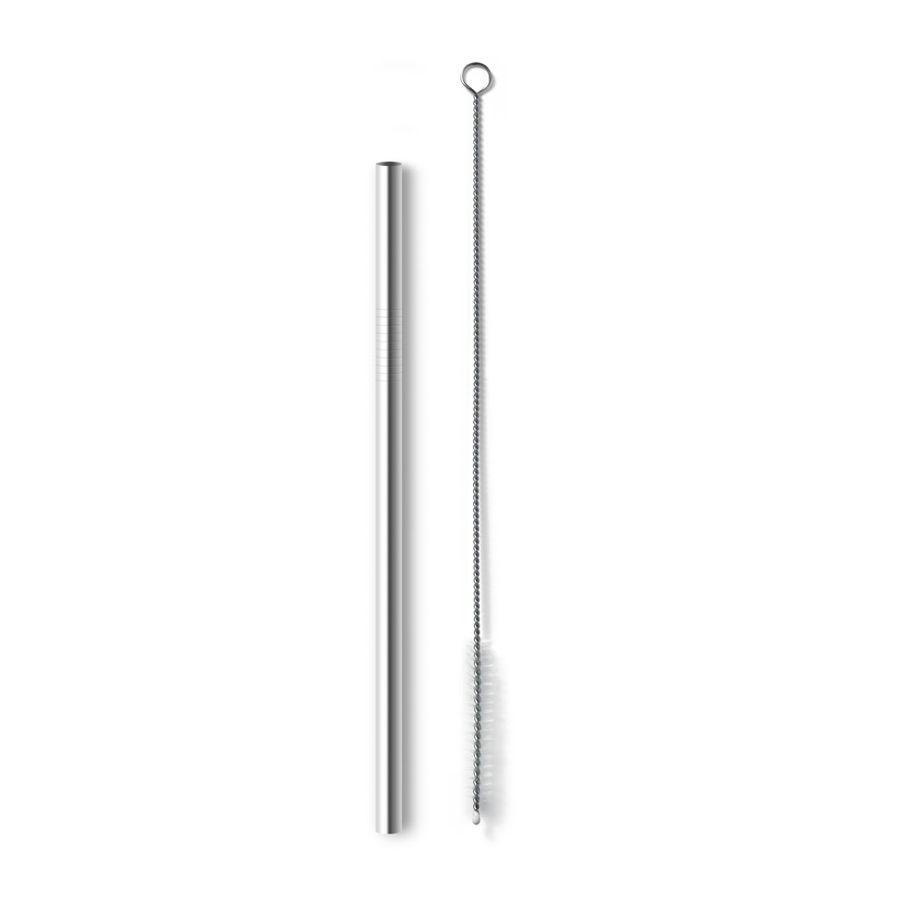 Canudo em aço inox (6 mm) com escova de limpeza personalizado com a logo da empresa