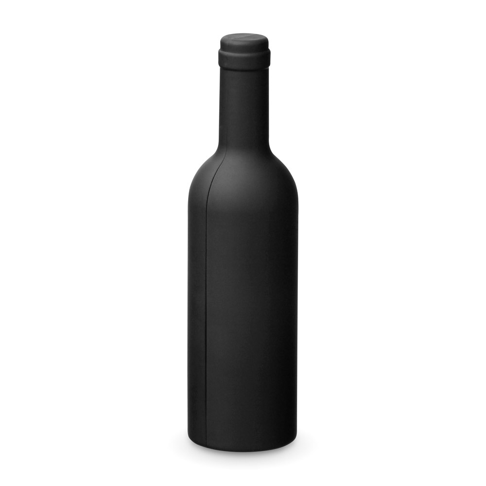 Conjunto para vinho com três componentes em metal na cor Preto, personalizado com a logo da empresa
