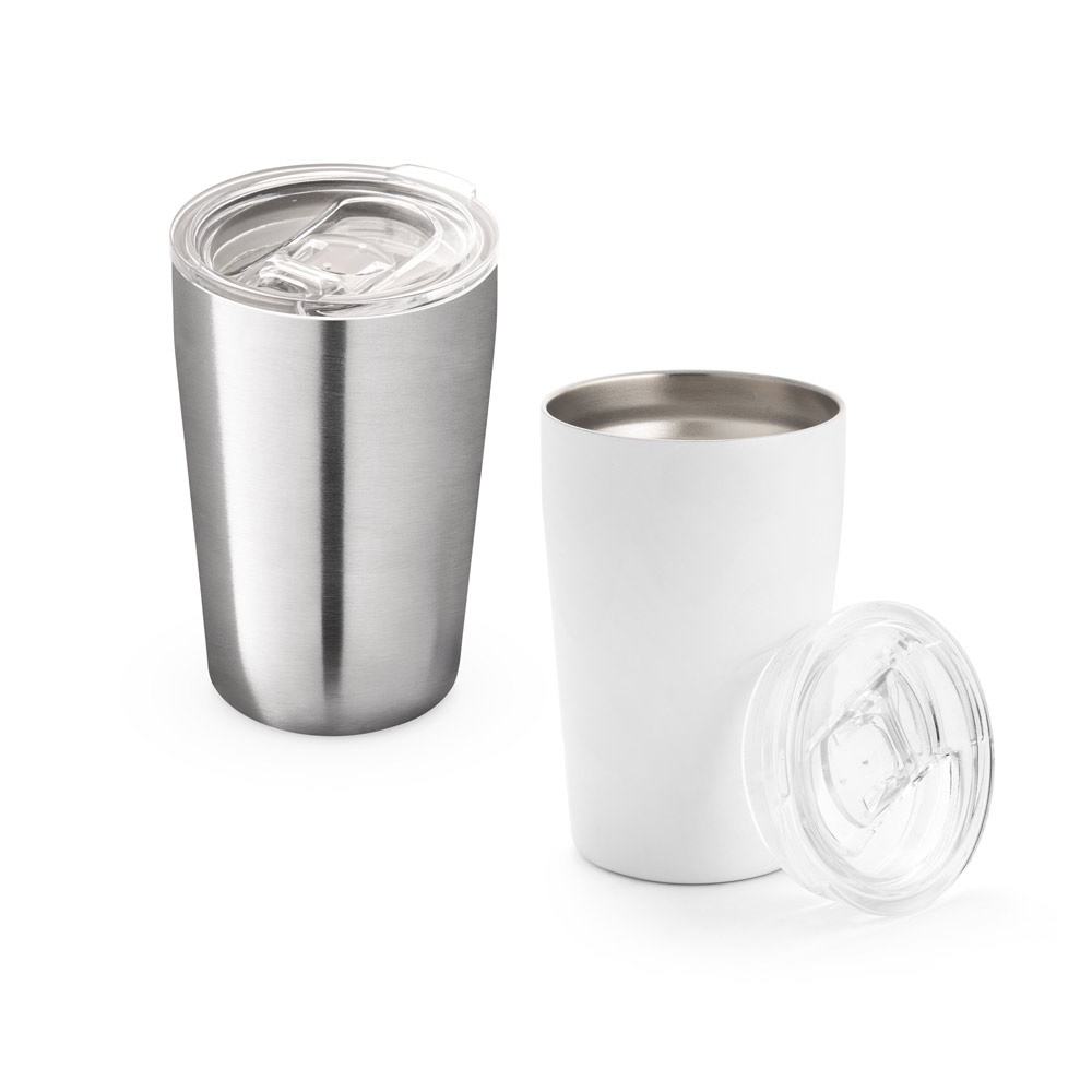 Copo de viagem térmico para sublimação em aço inox 380 ml personalizado com a logo da empresa