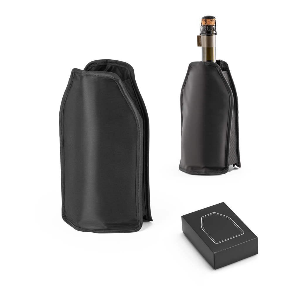 Manga refrigeradora para garrafas de vinho em nylon com elástico personalizada com a logo da empresa
