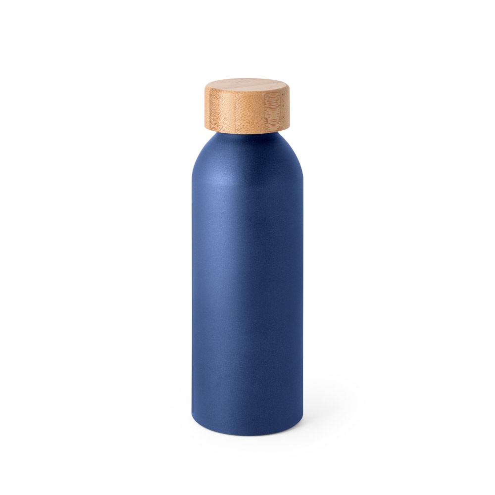 Squeeze em alumínio com acabamento mate (550 ml) e tampa de bambu