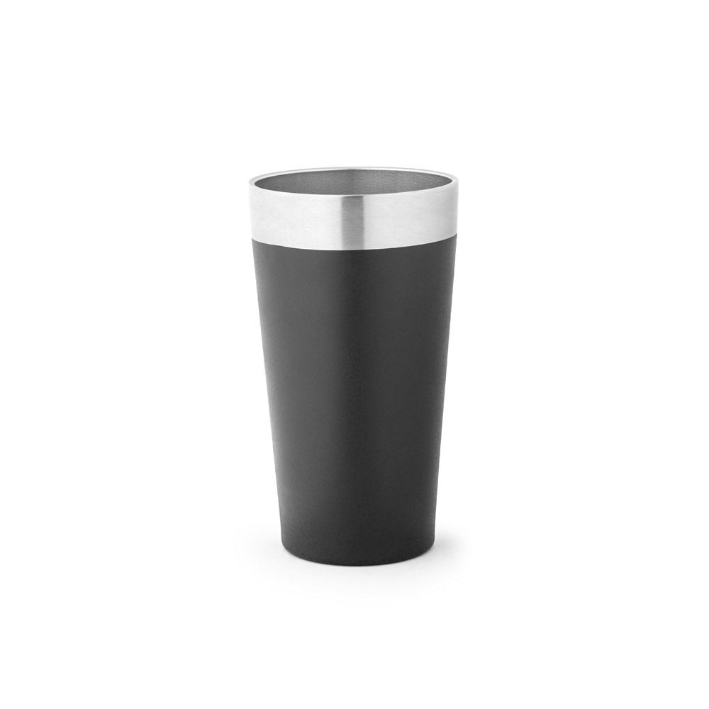 Copo de viagem térmico em aço inox 540 ml isolado a vácuo na cor Preto, personalizado com a logo da empresa