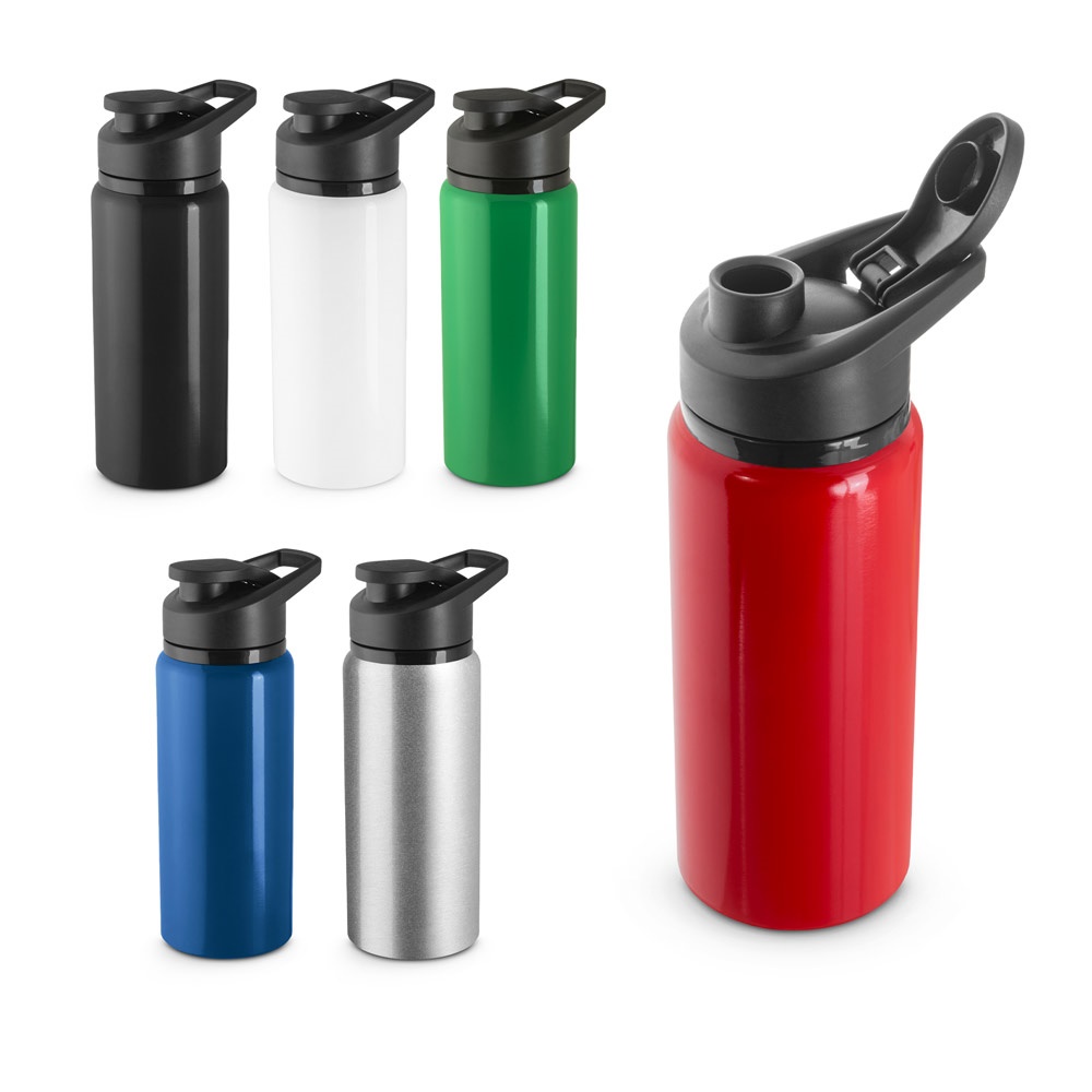 Squeeze esportivo 660 ml em alumínio 90% reciclado com tampa flip top personalizado com a logo da empresa
