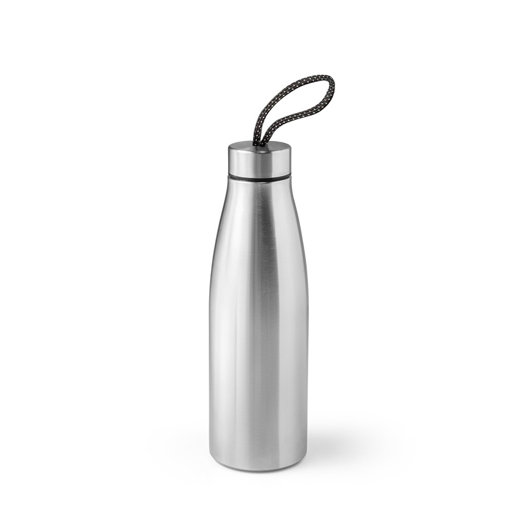 Squeeze em aço inox 90% reciclado de parede simples (710 ml) personalizado com a logo da empresa, na cor cromado satinado