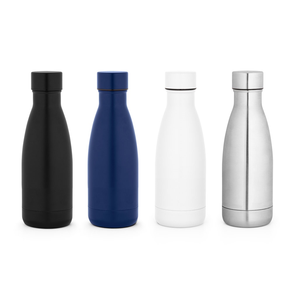 Garrafa térmica 400 ml em aço inox 90% reciclado com acabamento mate personalizada com a logo da empresa