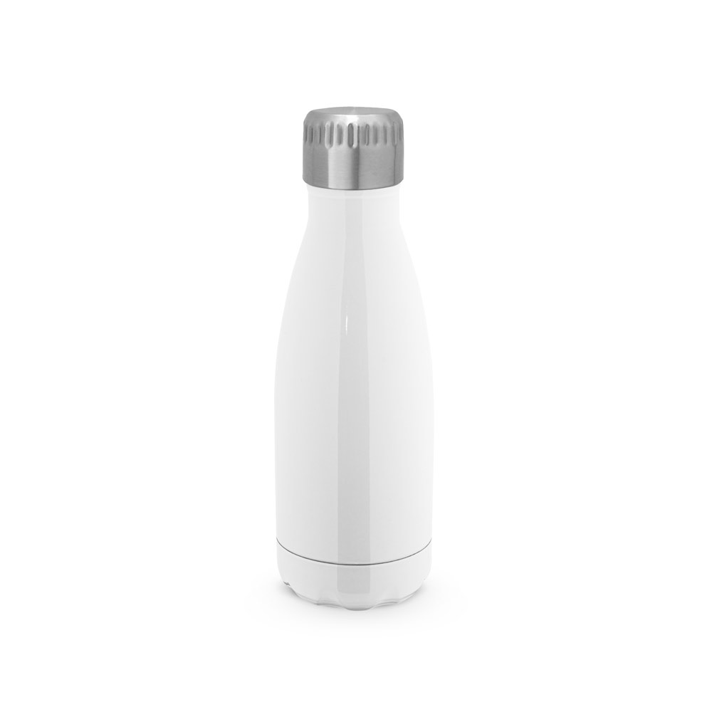 Garrafa térmica para sublimação em aço inox 380 ml na cor Branco, personalizada com a logo da empresa
