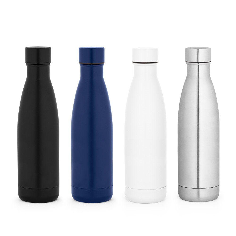 Garrafa térmica 520 ml em aço inox 90% reciclado com acabamento mate personalizada com a logo da empresa