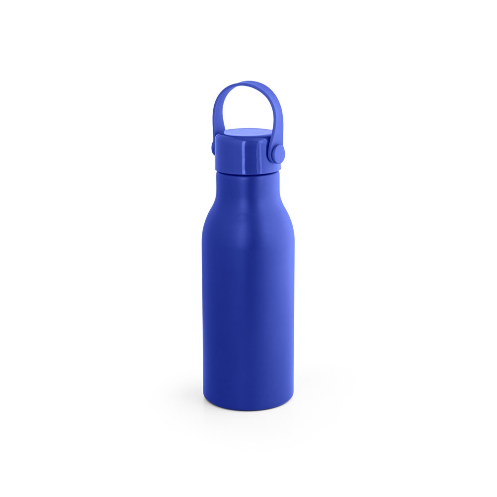 Squeeze 700 ml em alumínio reciclado com acabamento mate personalizado com a logo da empresa, na cor azul