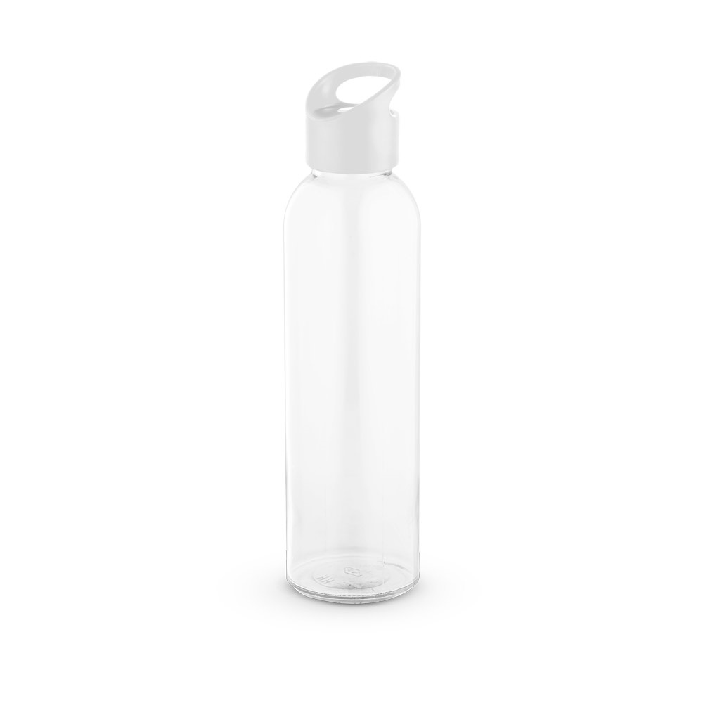 Garrafa em vidro com tampa em PP (500 ml) na cor Branco, personalizada com a logo da empresa