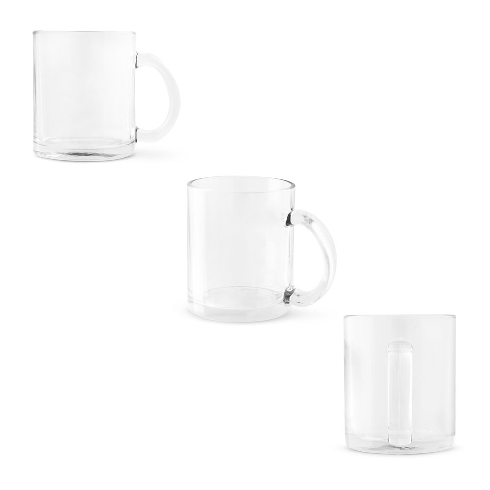 Caneca em vidro para sublimação (350 ml) personalizada com a logo da empresa