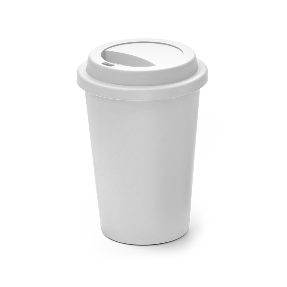 Copo reutilizável em PP (450 ml) na cor Branco, personalizado com a logo da empresa