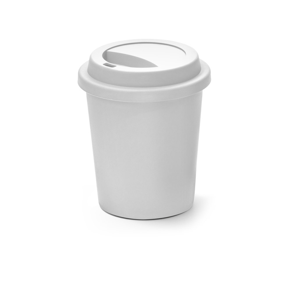 Copo de viagem em PP (350 ml) na cor Branco, personalizado com a logo da empresa