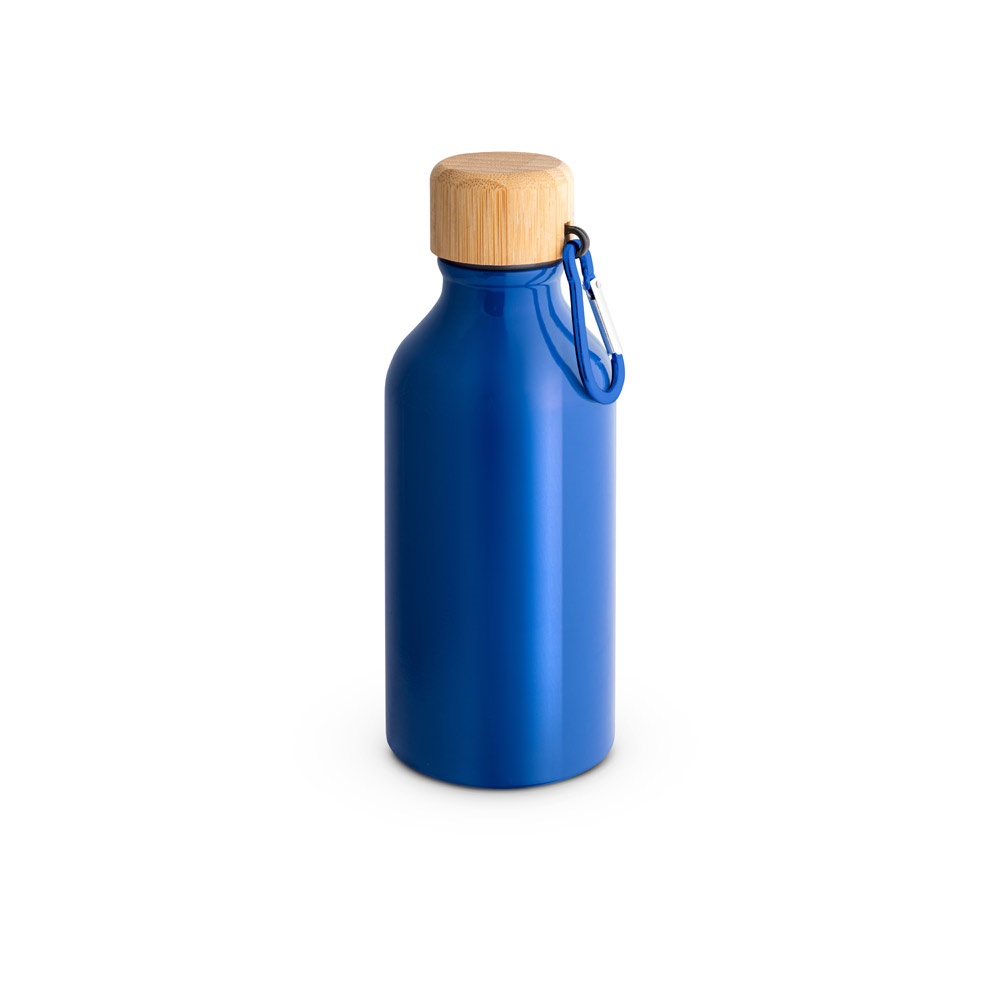 Squeeze em alumínio 100% reciclado com cor sólida brilhante (400 ml) personalizado com a logo da empresa, na cor azul