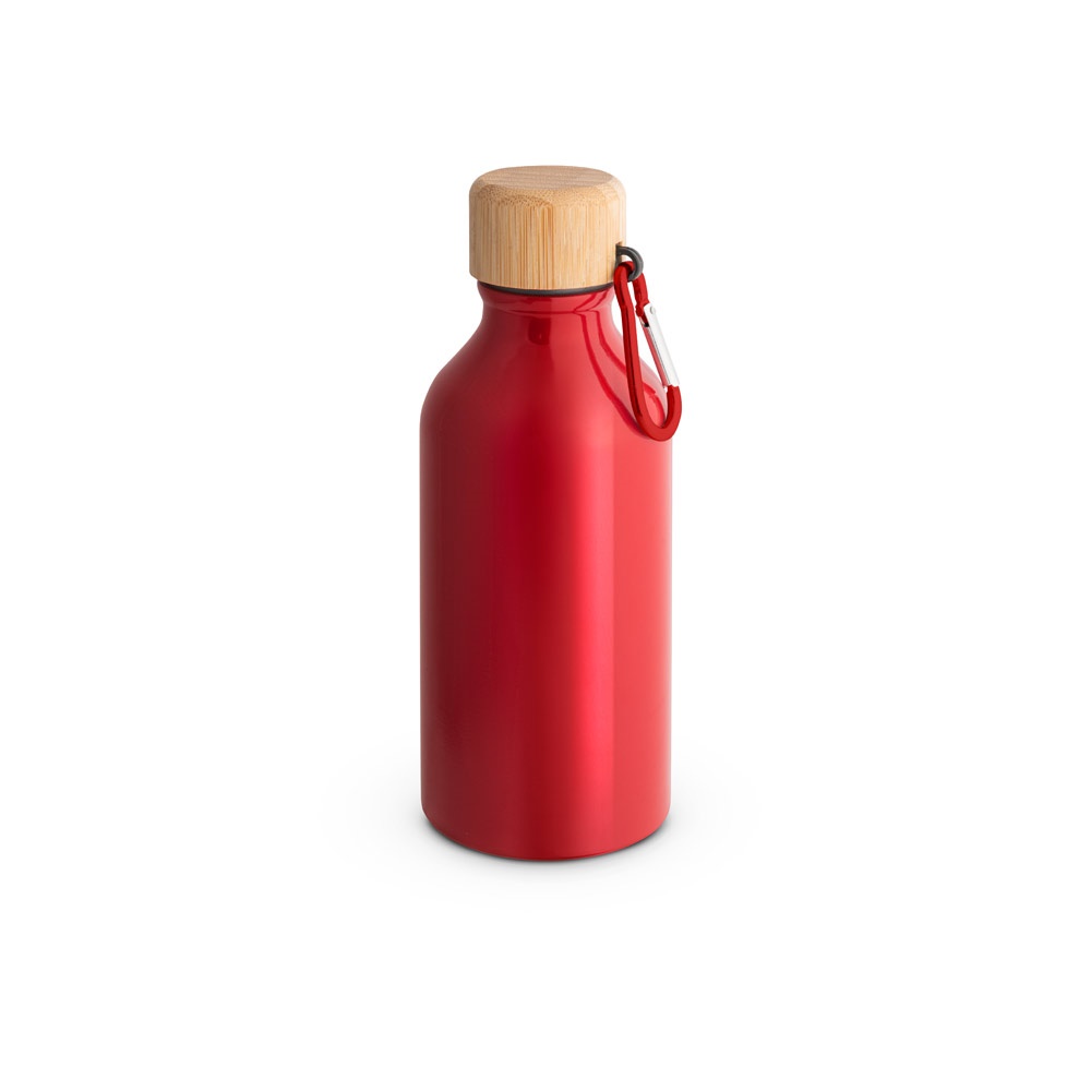 Squeeze em alumínio 100% reciclado com cor sólida brilhante (400 ml) personalizado com a logo da empresa, na cor vermelho