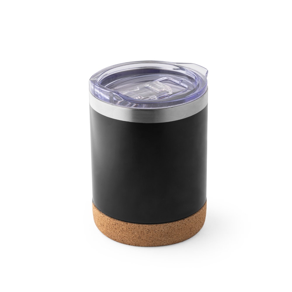 Copo de viagem térmico em aço inox 400 ml com base de cortiça
