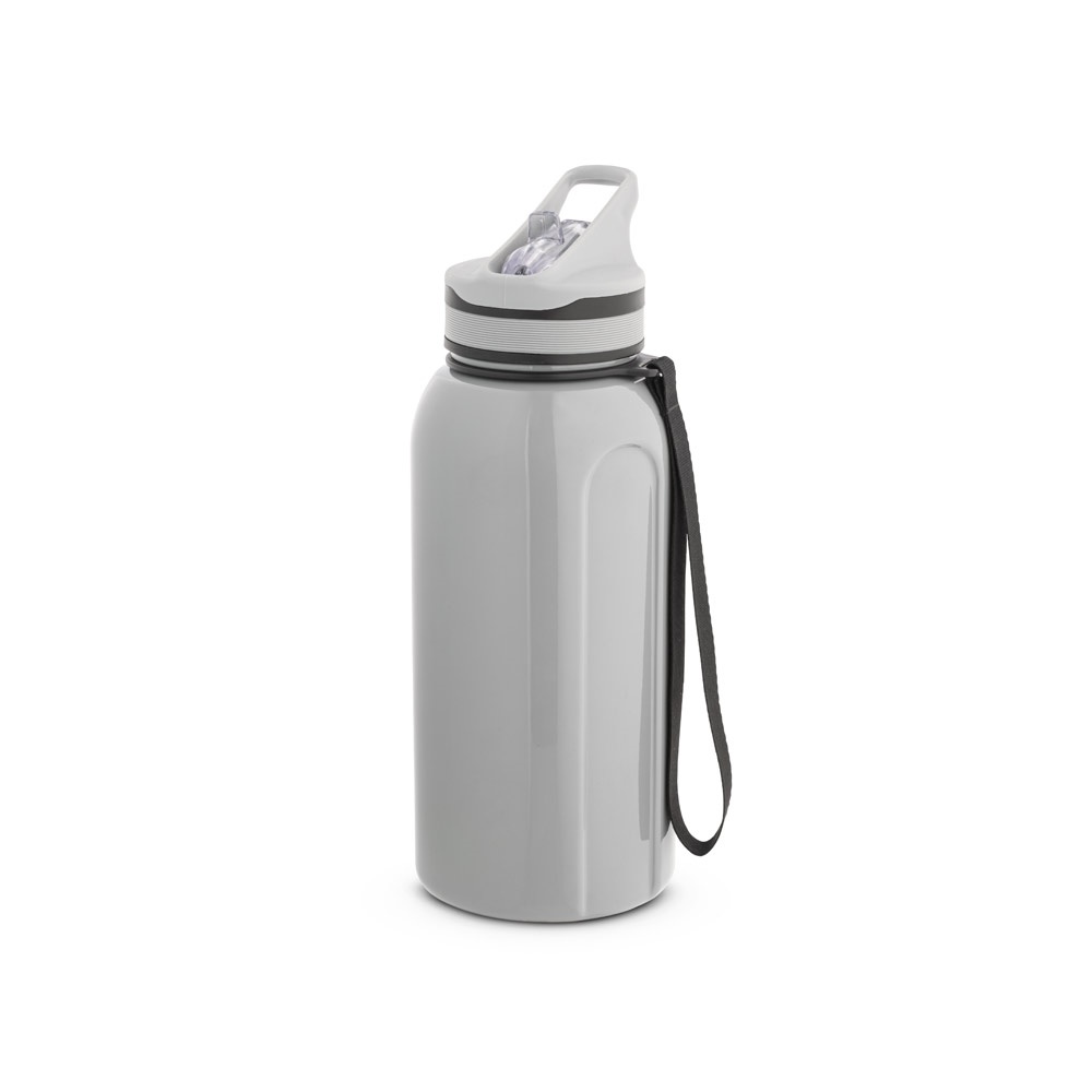 Garrafa de desporto de RPET em PETG 1230 ml com canudo na cor Cinza, personalizada com a logo da empresa