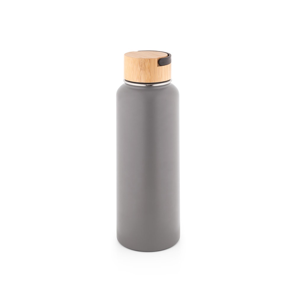 Garrafa térmica 1,2 litro em aço inox reciclado com tampa em bambu