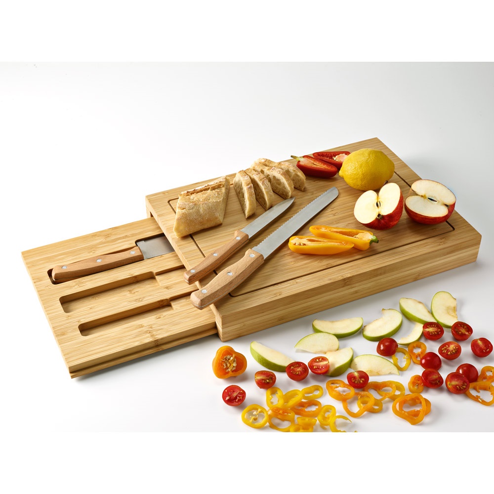 Conjunto de tábuas em bambu com 3 facas inclusas, foto 3