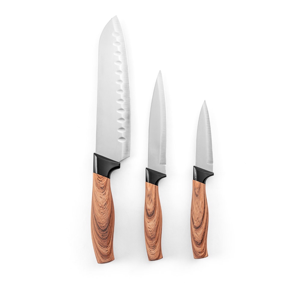 Conjunto de 3 facas de cozinha com lâmina em aço inox e cabo ergonômico, foto 4
