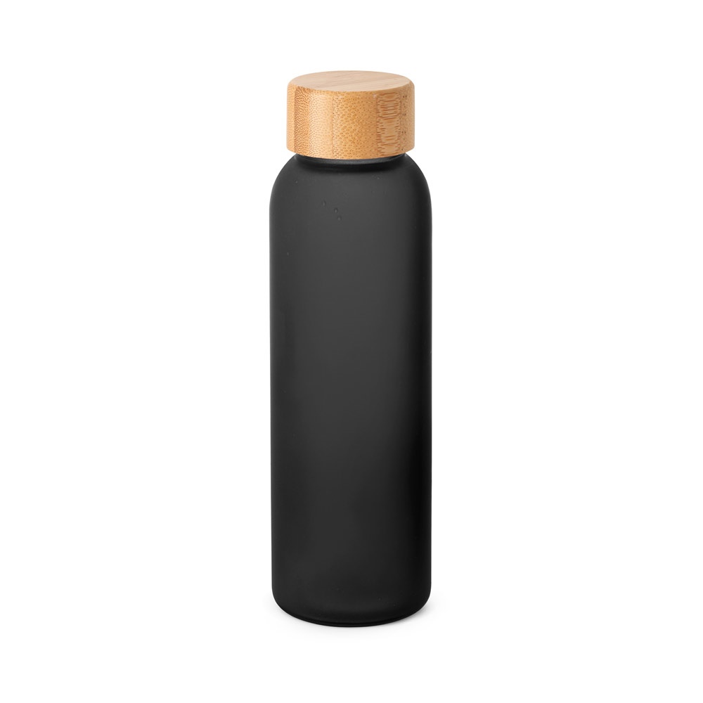 Squeeze em vidro fosco 520 ml na cor Preto, personalizado com a logo da empresa