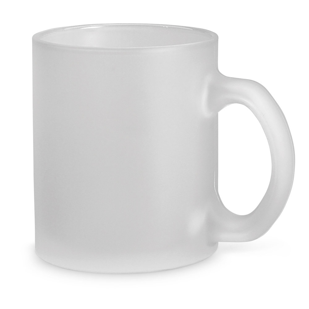 Caneca em vidro com efeito fosco (530 ml) na cor Branco, personalizada com a logo da empresa