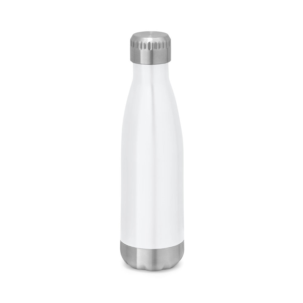 Garrafa térmica em aço inox de parede dupla isolada a vácuo (510 ml) na cor Branco, personalizada com a logo da empresa