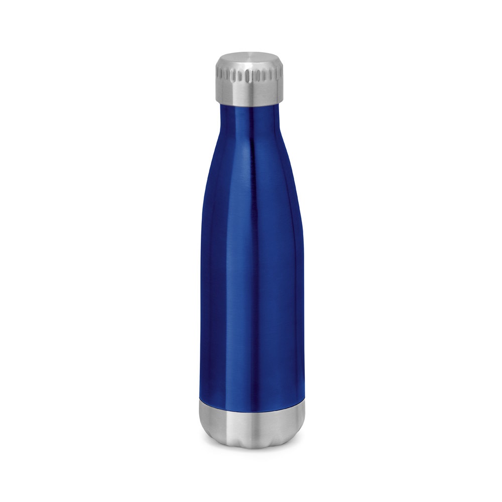 Garrafa térmica em aço inox de parede dupla isolada a vácuo (510 ml) personalizada com a logo da empresa, na cor azul royal