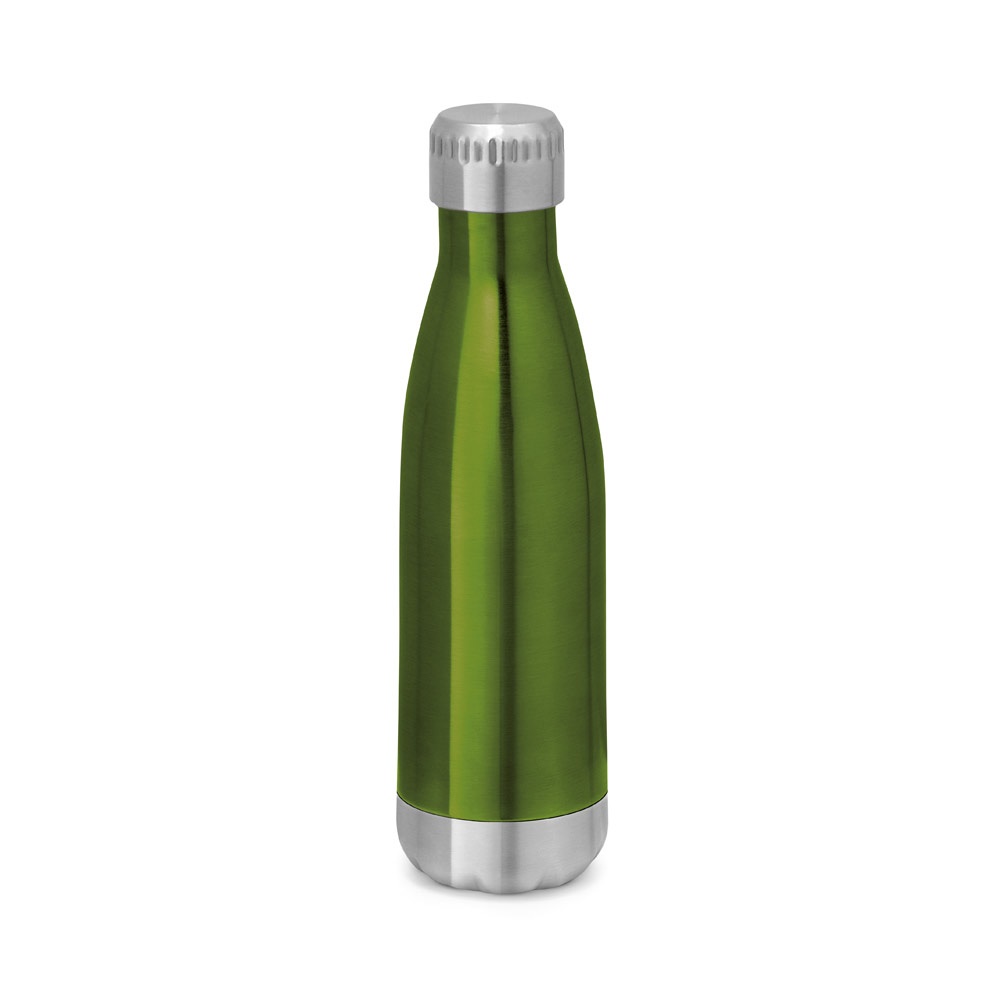 Garrafa térmica em aço inox de parede dupla isolada a vácuo (510 ml) personalizada com a logo da empresa, na cor verde claro