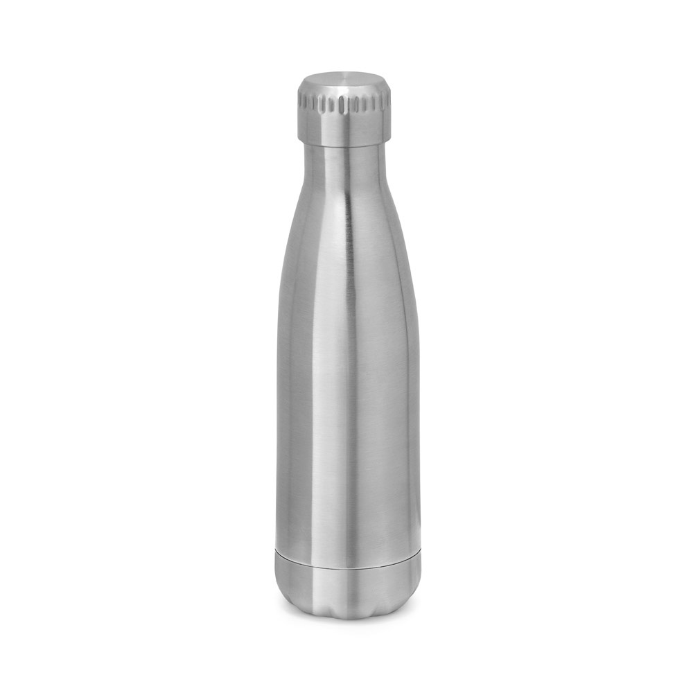 Garrafa térmica em aço inox de parede dupla isolada a vácuo (510 ml) personalizada com a logo da empresa, na cor cromado satinado