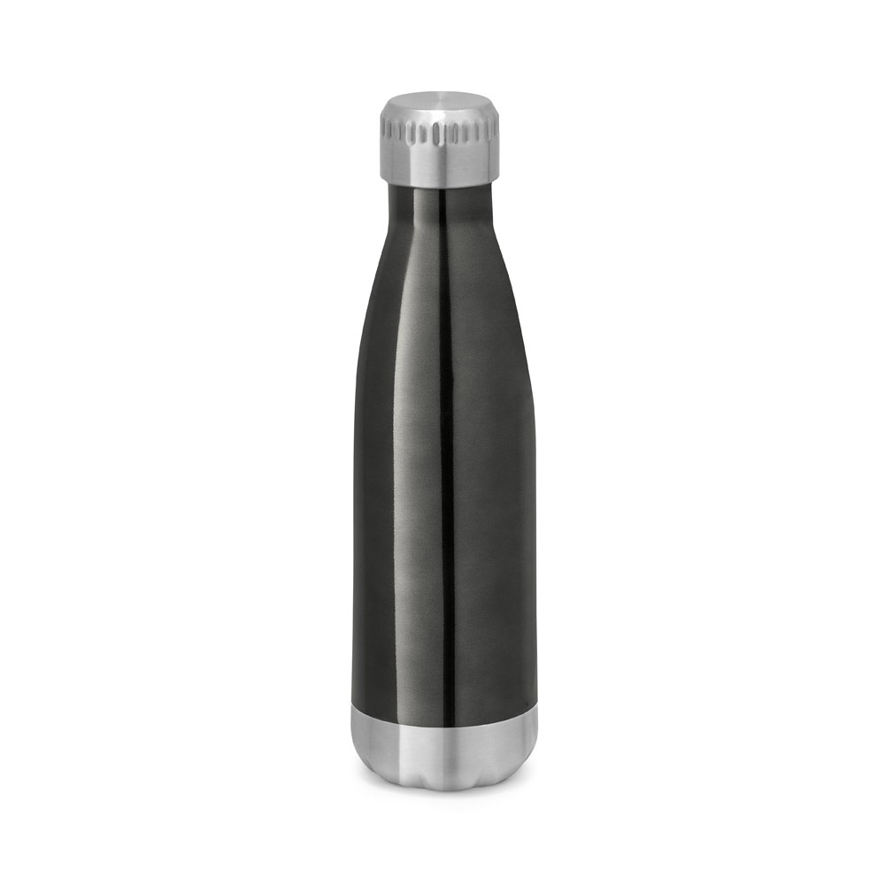 Garrafa térmica em aço inox de parede dupla isolada a vácuo (510 ml) personalizada com a logo da empresa, na cor chumbo