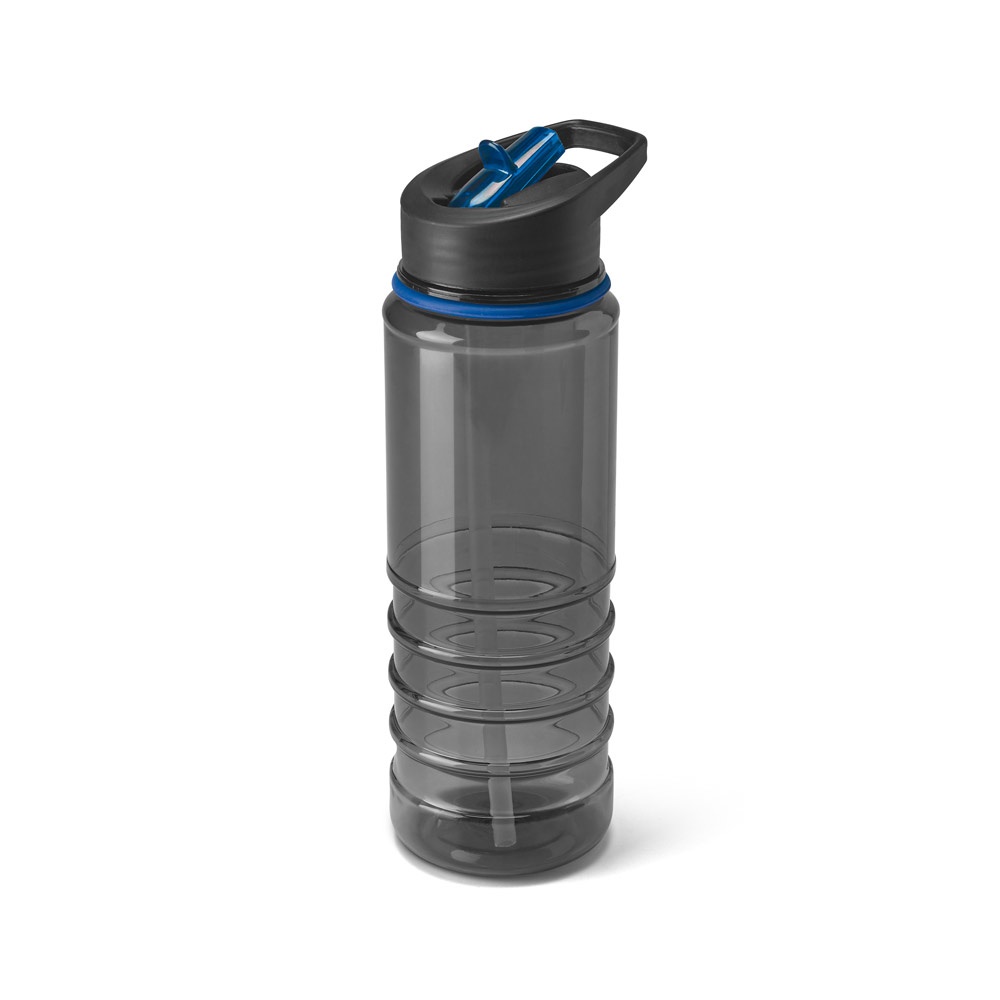 Squeeze em AS e tampa em PP, com bico de canudo flip (650 ml) personalizado com a logo da empresa, na cor azul royal