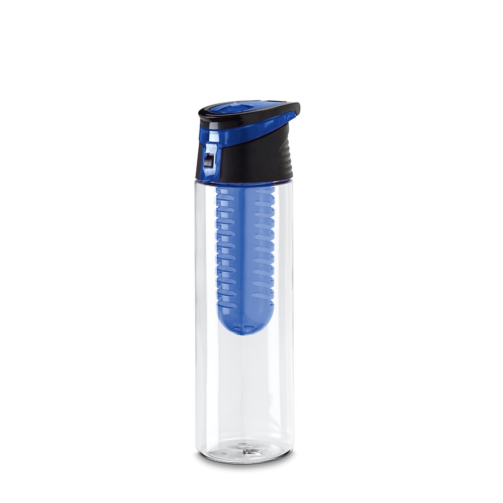Squeeze em AS com tampa em PP 740 ml e infusor na cor Azul royal, personalizado com a logo da empresa