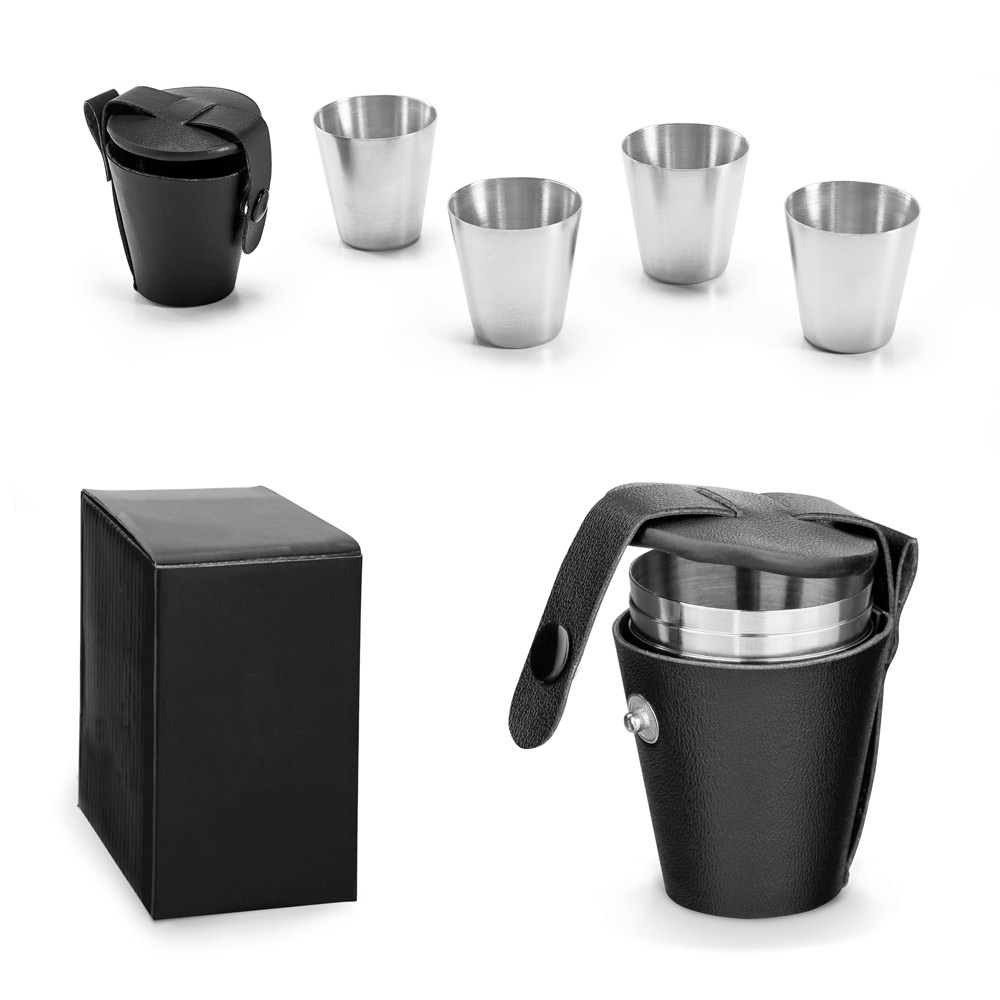 Conjunto de 4 copos em aço inoxidável 25 ml personalizado com a logo da empresa