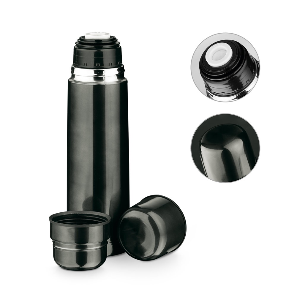 Garrafa em aço inox de parede dupla térmica, isolada a vácuo (750 ml) personalizada com a logo da empresa