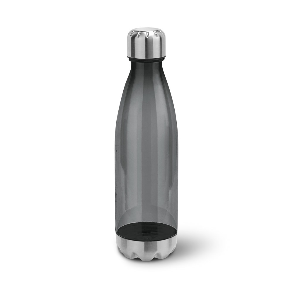 Squeeze em AS, com tampa e base em aço inox (700 ml) na cor Preto, personalizado com a logo da empresa