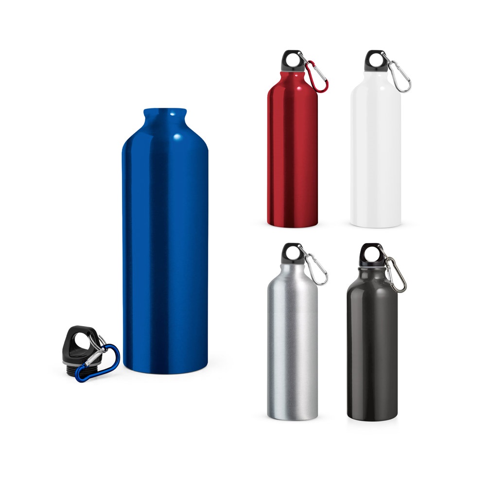 Squeeze em alumínio com mosquetão (800 ml) personalizado com a logo da empresa