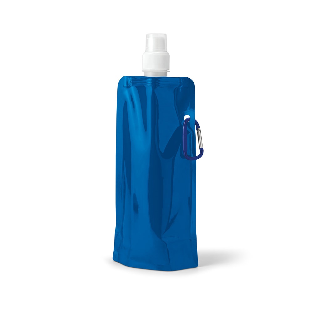 Squeeze dobrável em PE com bico de sistema "push-pull" e acabamento mate (460 ml) na cor Azul royal, personalizado com a logo da empresa