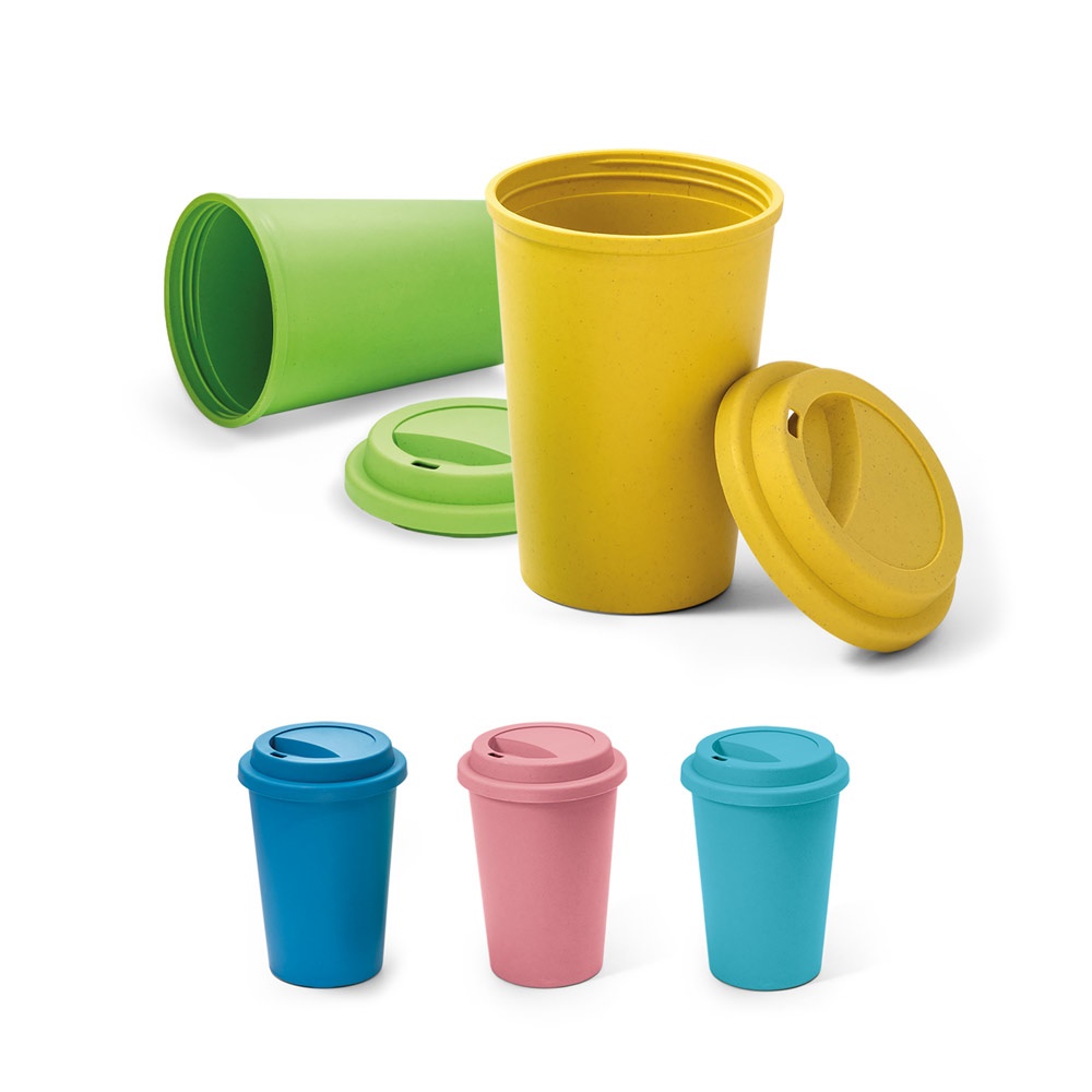 Copo para viagem em fibra de bambu (60%) e PP (40%) (450 ml) personalizado com a logo da empresa