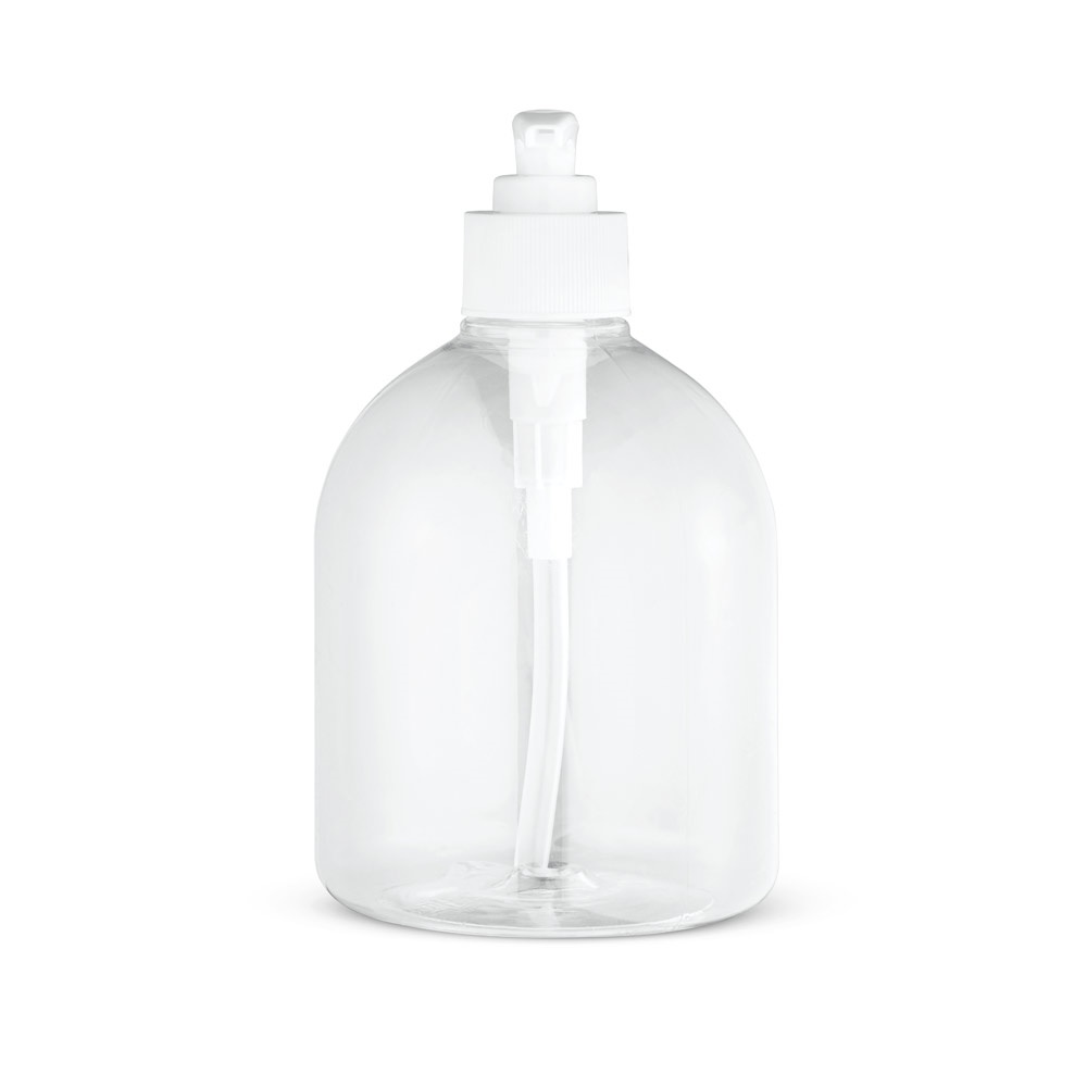 Frasco de plástico com doseador 500 ml na cor Branco, personalizado com a logo da empresa