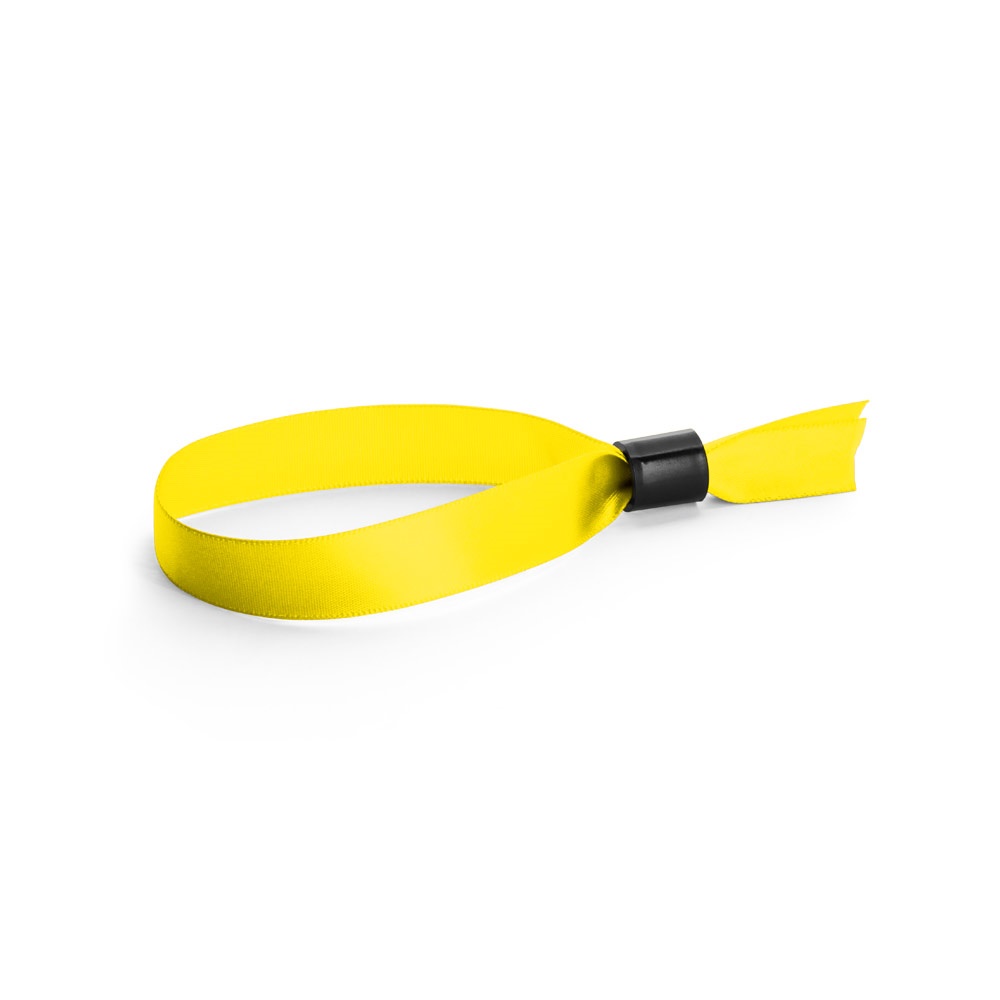 Pulseira inviolável na cor Amarelo, personalizada com a logo da empresa