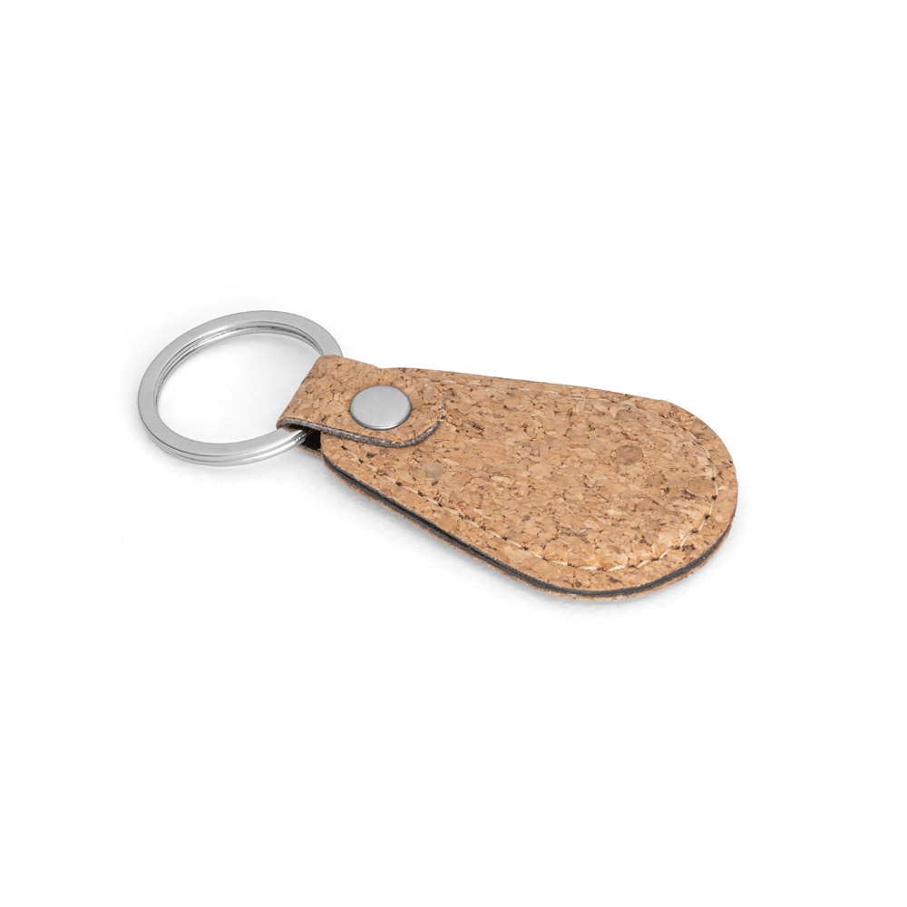 Chaveiro em cortiça na cor Natural, personalizado com a logo da empresa