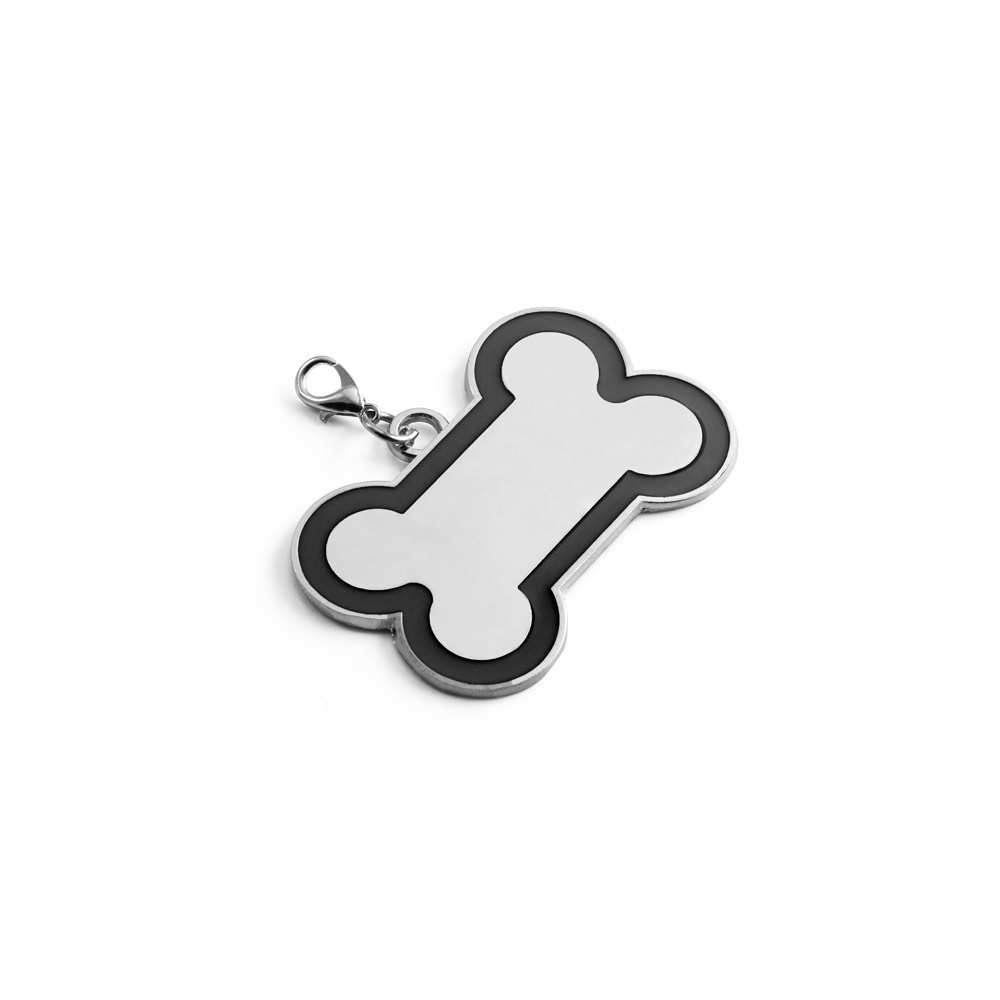 Chaveiro em formato de osso na cor Preto, personalizado com a logo da empresa