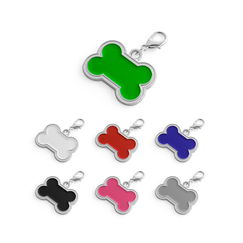 Chaveiro de inox em formato de osso personalizado com a logo da empresa