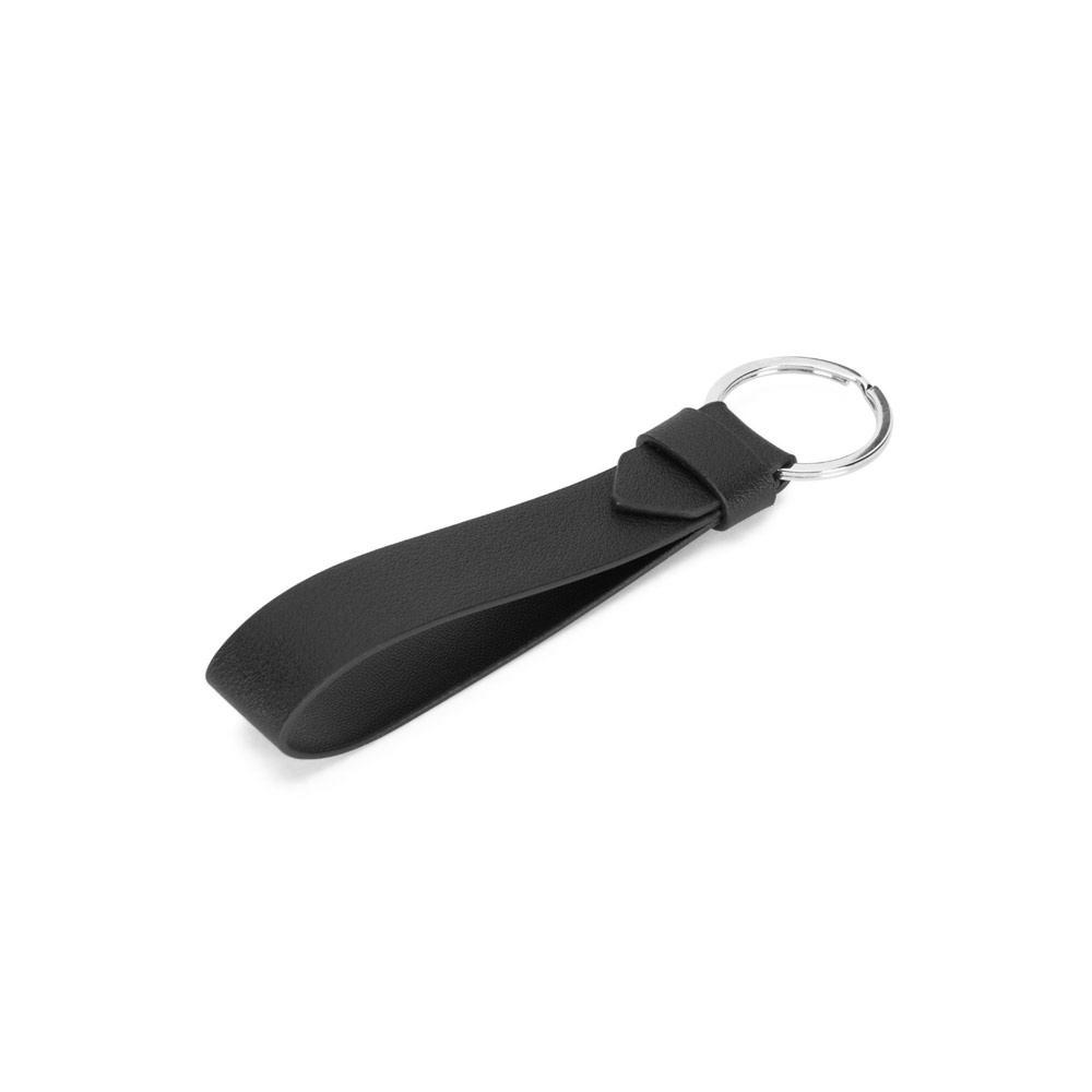 Chaveiro em PU com argola na cor Preto, personalizado com a logo da empresa