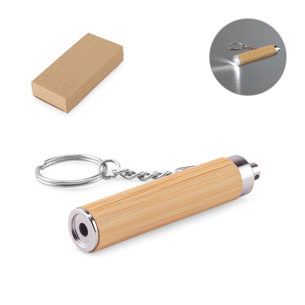 Chaveiro em bambu e ABS com lanterna LED, foto 1